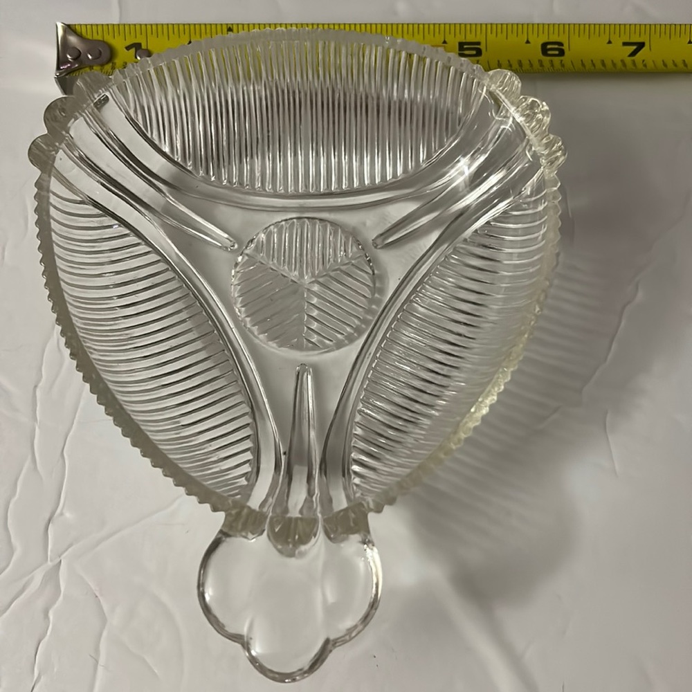 3/$20 Vintage Hazel Atlas Clear Depression Pressed Glass Triangle Candy Dish